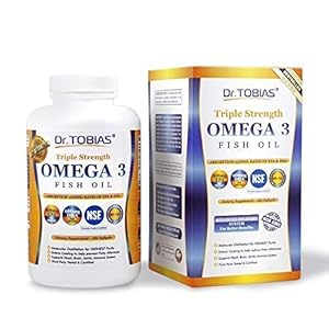 Dr Tobias Omega 3 Fish Oil Triple Strength, Burpless, Non-GMO, NSF-Certified, 180 Counts
