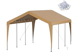 RICHRYCE 10x20 FT Heavy Duty Carport, Outdoor Portable Car Canopy Garage, Galvanized Steel Frame, UV-Resistant Waterproof PE Tarp Shelter for Vehicles, Boats, RVs, Driveway Carport, Yellow