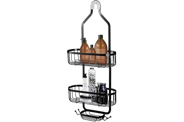 Innovatronic Bathroom Hanging Shower Organizer, Over Head Shower Caddy Basket with Hooks for Razor and Sponge, Rustproof, Ant