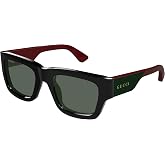 Gucci GG1668S 003 Sunglasses Men's Black/Red/Green Rectangle Shape 52mm