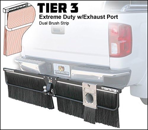 Towtector Tier 3 Mud Flap 27816-T3EP Extreme Duty Dual Brush Strip with Exhaust Port - 78" Wide 16" Tall for 2" Hitch Receiver (Wall Mount Bracket NOT Included)