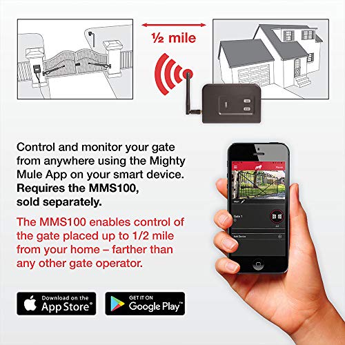 Mighty Mule Gate Opener, Solar and Smart Ready, Heavy Duty Automatic Gate Opener, Gates up to 18ft or 850lb, Single Gate Opener, MM571W - View 5