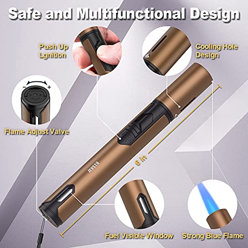 JEVSTU Butane Lighter, Torch Lighter with Fuel Level Window, Adjustable