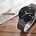 Mens Simple Slim Watch Analog Quartz Waterproof Black Stainless Steel Mesh Band Thin Casual Dress Wrist Watches for Men