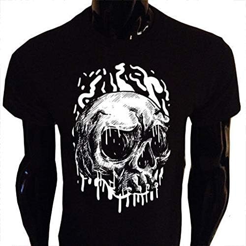 Dripping Skull T-Shirt S-5XL SCREENPRINTED Rock Mens Punk Goth Metal Grunge