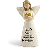 YAHIKI Sympathy Gifts for Loss of Loved One 6" Remembrance Angel Figurines Memorial Gift for Loss of Mom Grandmother Grief Gifts for Women(Beige)
