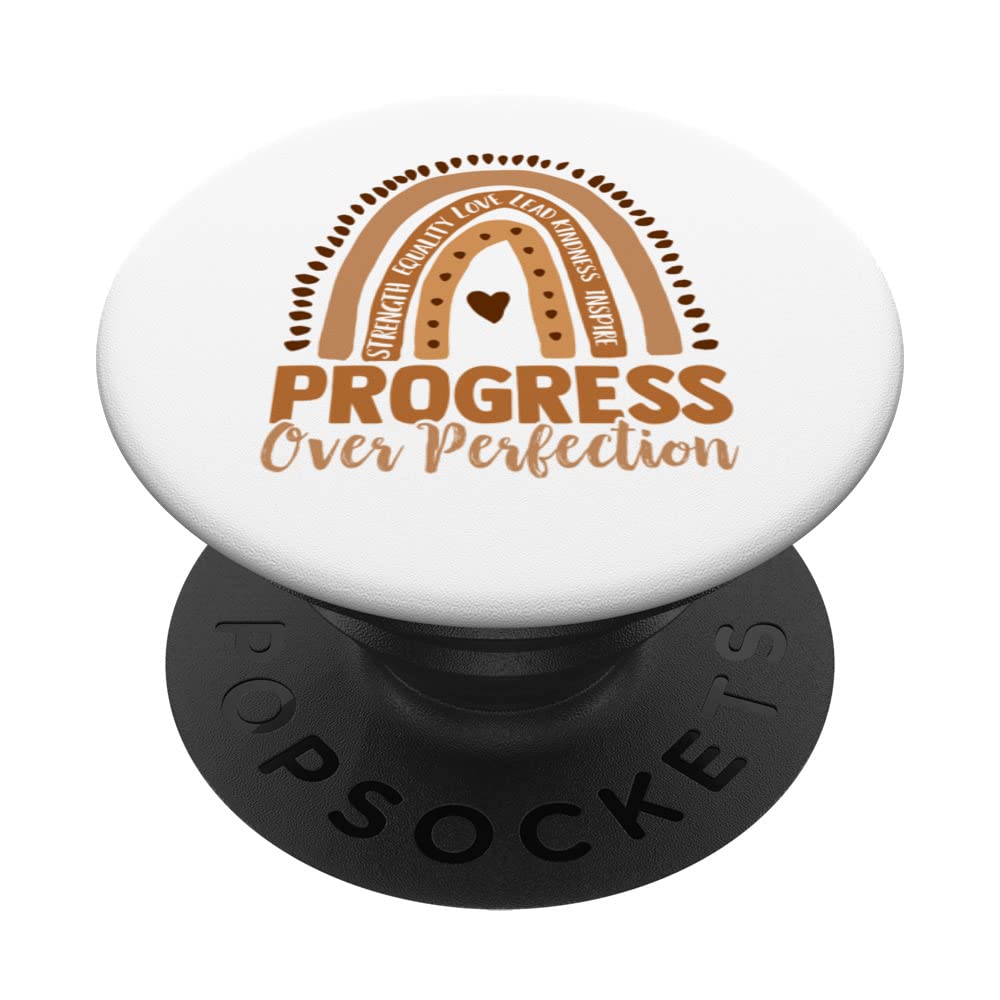 Progress Over Perfection, Rainbow Educator, Teacher Design PopSockets Swappable PopGrip