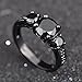 Junxin Round Cut Black Gold Three-stone Diamond Anniversary Ring Black Onyx Size6/7/8/9/10