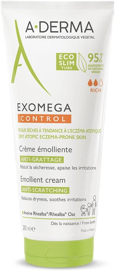 A-DERMA Exomega Control Cream 200ml Vegan Formula Soothes Dry Skin Itching