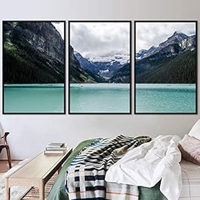 signwin 3 Piece Framed Canvas Wall Art Lake...