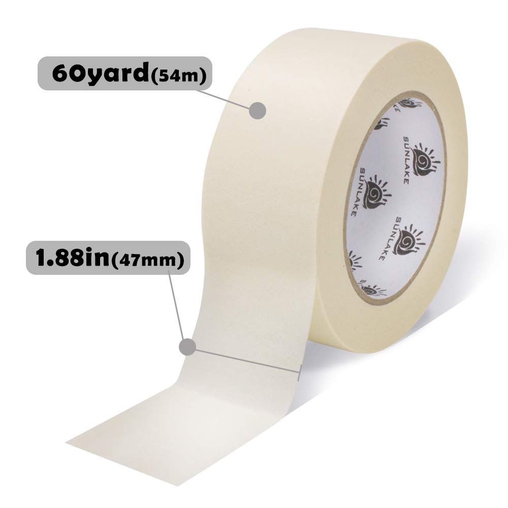 Premium Industrial Grade Masking Tape, 1.88"x 60yd, Multi-Purpose Tape Best for Decorating, Painting, Arts and Crafts (1.88"x60yd Pack of 1, White): Industrial & Scientific