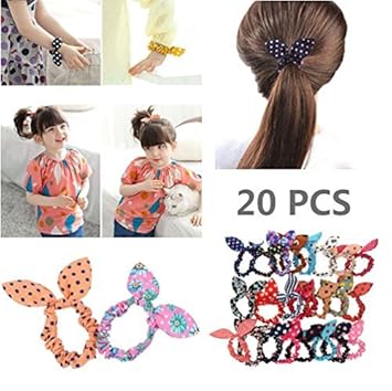 Ginasy 20x Cute Women S Dot Rabbit Ear Hair Bow Tie Bands Chiffon