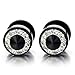 8mm Mens Black Stud Earrings Stainless Steel Illusion Tunnel Plug Screw Back with Cubic Zirconia, 2pcs
