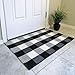 Cotton Buffalo Plaid Rugs Buffalo Check Rug Black and White Checkered Rug Welcome Doormat Rug for Kitchen Carpet Bathroom Outdoor Porch Laundry Living Room Braided Washable Throw Mat (23.6