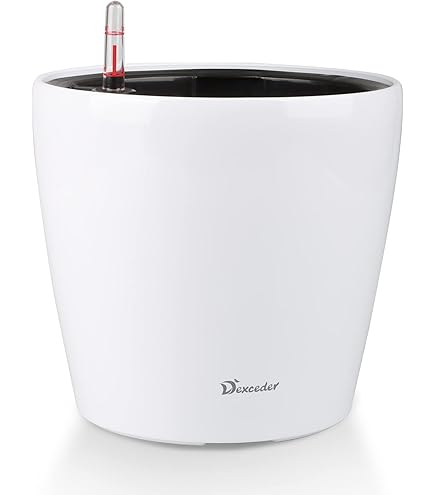 Pot De Fleurs Canto Stone 14 Blanc Quartz Lechuza - Système D'arrosage Automatique Pour Herbes Aromatiques