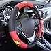 BDK Wonder Woman Velvet Grip Steering Wheel Cover - Black/Red on Smooth Velour for Cars Trucks SUVs - 15