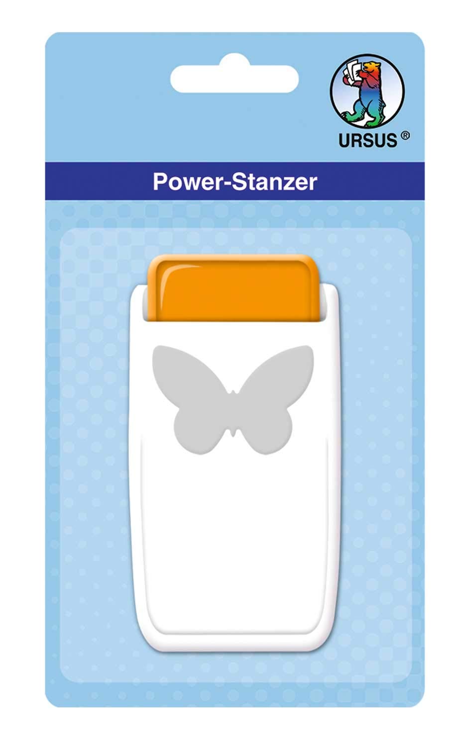 Ursus 19750047 Power Punch Medium Butterfly Motif Width Approx. 2.5 cm Plastic with Metal Punch for Various Paper Thicknesses and Other Materials