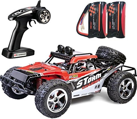 SHARPTECK RC Car Off Road High Speed 35km/h 4x4 Fast Race Car 1:12 Scale 2.4G 4WD Electric Remote Control Buggy Truck LED Night Vision RTR Red with Extra 7.4V 1500mAh Battery