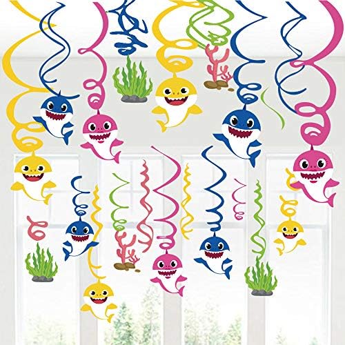 Baby Shark Party Hanging Decorations - Shark Themed Birthday Party Ceiling Streamers Baby Shower Party Supplies 30Ct