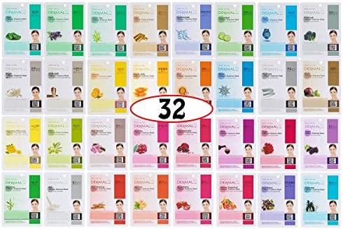 A+B Dermal Korea Collagen Essence Full Face Facial Mask Sheet 32 Full Color SET