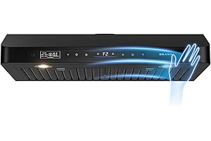 Brano Range Hood 30 Inch Under Cabinet,900CFM Voice/Gesture/Touch Control Ducted Kitchen Hood Vent with 4 Speed Exhaust Fan, Memory Mode, Adjustable Lights,Black