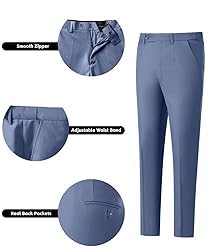 WOMS Men's 3 Piece Slim Fit Suit, Denim Blue