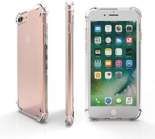 iPhone 8 Plus / iPhone 7 Plus Transparent Case with Reinforced Corners Crystal Clear Shock Absorption Bumper Cover Soft TPU Rubber by VENIDER, with Gift Tempered Glass Screen Protector