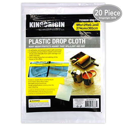 20 Piece Multi Use Great Value,Drop Cloth,Plastic Drop Cloth, 9x12Feet, Plastic Painting Tarp Waterproof Plastic Cover Clear Tarp Plastic Sheeting