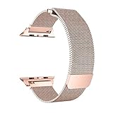 OROBAY Compatible with Apple Watch Band 42mm, Stainless Steel Milanese Loop with Magnetic Replacement Band Compatible with Apple Watch Series 3 Series 2 Series 1, (for Series 3) Champagne Gold