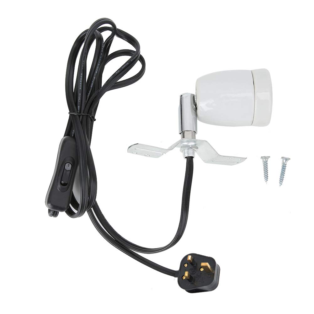 Heat Lamp Holder, E27 300W Rotatable Ceramic Heating Bulb Base with Switch for UV Light Bulb Spot Lamp Ceramic Heat Light Day light 110-240V (UK)