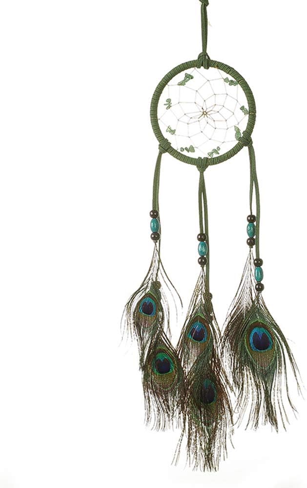 DERKOLY Vintage Peacock Feathers Braided Dream Catcher Pendant Home Hanging Decoration
