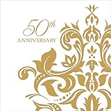 Golden Anniversary Celebratory Napkins 3-ply Beverage Napkins 108 Per Pack