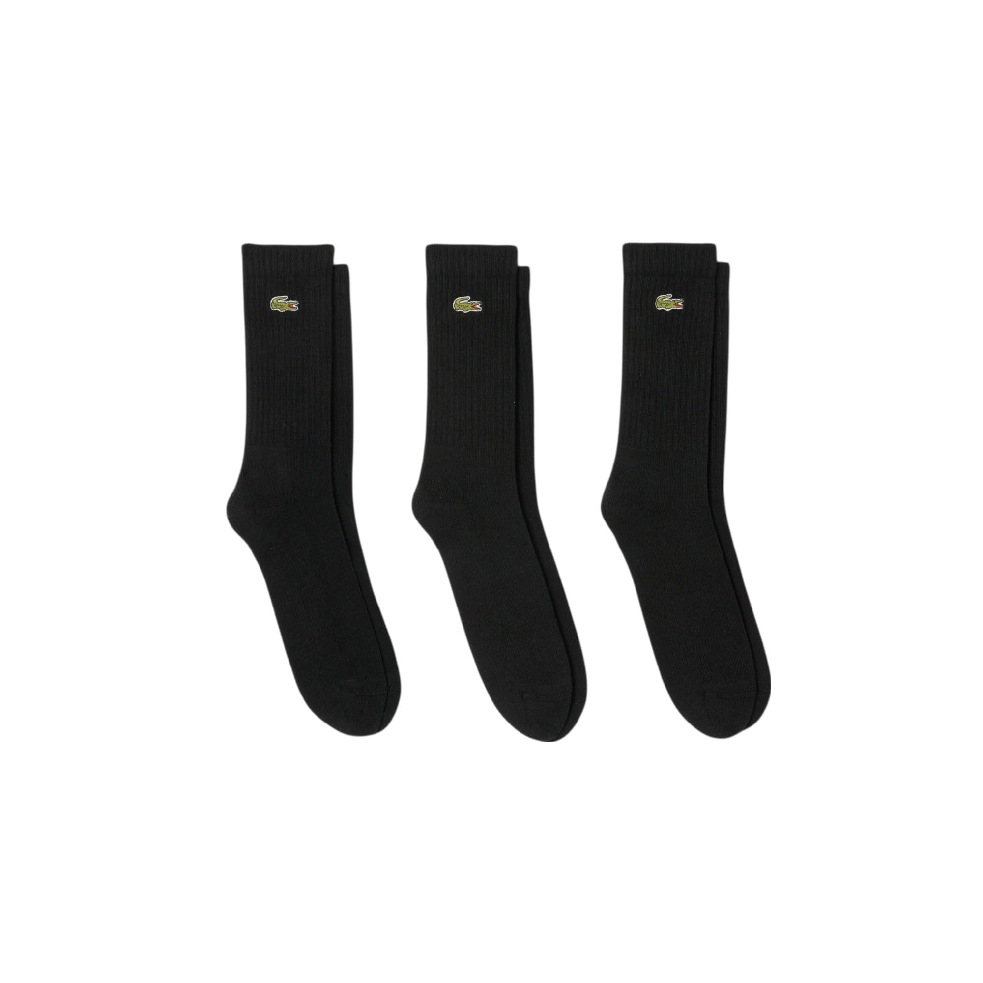 Lacoste Men’s 3-Pack Jersey Tube Socks, Medium, Black