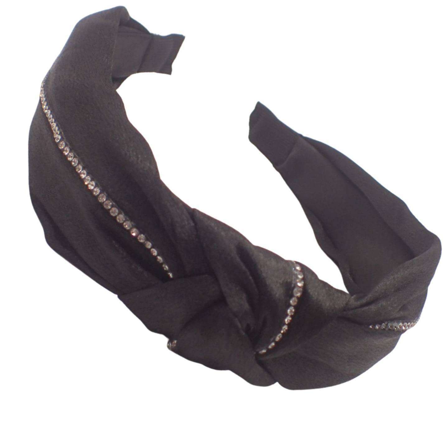 Topkids Accessories Pretty Knotted Singular Headband, Alice Band for Women & Kids, Pretty Party Gifts for Girls, Accessories for Girls, Cute Womens Hair Accessories (Satin - Diamante)