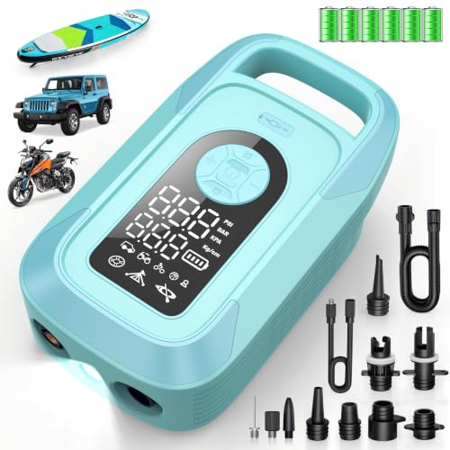 150PSI Electric Paddle Board Pump, 16000mAh Cordless Rechargeable SUP Pump with LED Light, Intelligent Triple Stage Inflation & Deflation, Auto-Off for Stand Up Paddle Boards, Surfing Kite, Tent, Boat