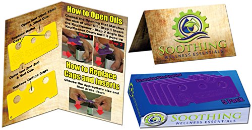 Soothing Wellness Essentials 5 PACK Essential Oils Opener Key Tool Set (ORCHID PURPLE) - The Perfect Opener and Remover Accessory for Roller Balls and Caps on Most Bottles