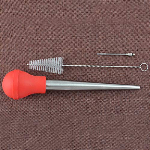 Axiba Kitchen Baster, Deluxe Stainless Steel Turkey Baster Syringe Set with Injector Needle and Cleaning Brush