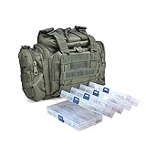 Dr.Fish Assortment 5 Fishing Tackle Boxes Loaded 60 Fishing Lure Spinners Spoons Crankbaits Swimbaits with Tackle Bag Green