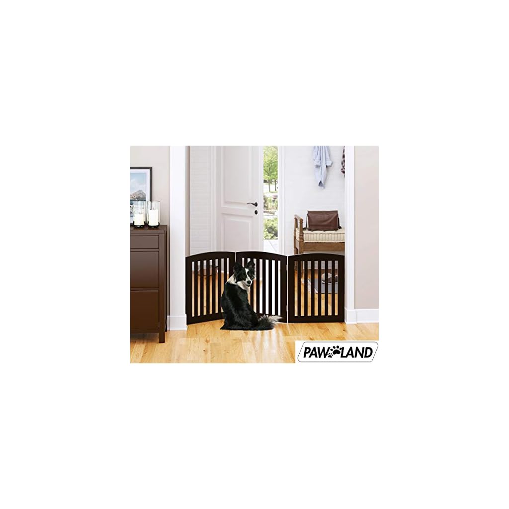 PAWLAND Wooden Freestanding Foldable Pet Gate for Dogs, 24 inch 3