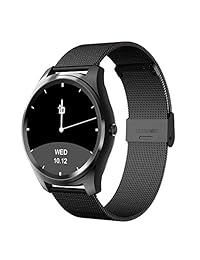 Bit S2B Reloj Inteligente para Apple Android teléfonos las Comunicaciones, Fitness & Music, Negro con mil anese inoxidable correa