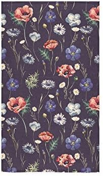 Flower Pattern Hand Towel Red Poppy HOTTEST Bath Towel For Home, Outdoor and Travel Use,Purple&amp;Blue