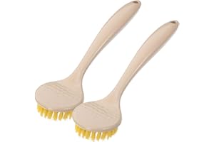 WOFASHPURET 2pcs Natural Fiber Dish Brush for Kitchen Cleaning, Large Pot and Pan Scrub Brush Set with Handle