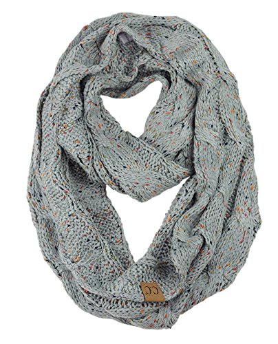 NYFASHION101 Soft Winter Warm Chunky Knit Cowl Infinity Loop Scarf, Confetti Natural Gray