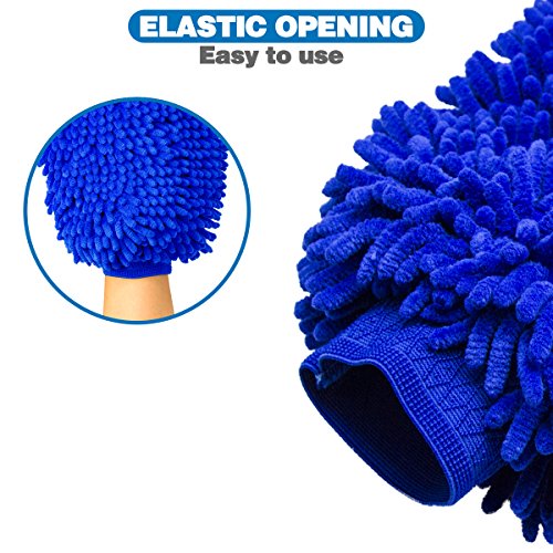 Car Wash Mitt - Kasonic Premium [2 Pack] Extra Large of 8" x 11" Microfiber Wash Sponge; Scratch Free Wash Glove with XL Size Polishing Cloth for Car/SUV/Truck - Thumbnail 2