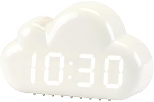 Cloud Design Alarm Clock, Three Alarms, Adjustable Brightness for Bedroom/Dorm 5.9" L x 1.6" W x 3.5" H White