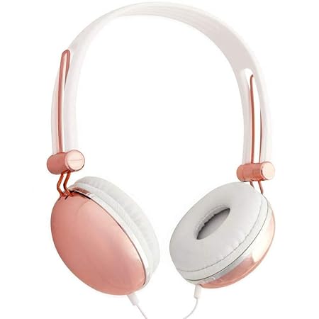 Lily England On Ear Kopfhörer mit Mikrofon in Rosegold im Luxus Design – Headphones zum Freisprechen mit Kabel, Musiksteuerun