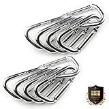 Silver Aluminum Carabiner - Quickdraw Metal Keychain Mini Spring-loaded Carrying Locking Gear for Everyday Life Uses, Outdoor Activity, Hanging or Travel Organizer - 10 PCS D Shape Buckle Pack
