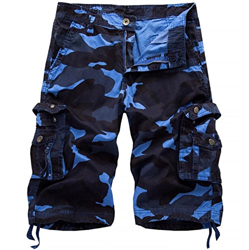 HHGKED Men's Twill Cargo Shorts (30, Sky Blue)