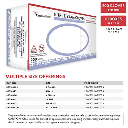 Cardinal Health FLEXAL Medical Nitrile Gloves Medium 4.0 NonSterile Chemo Rated Cornflower