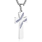 Aiyo Nice Mens Baseball Cross Pendant Necklace 18K Gold Plated Bible Verse Stainless Steel Necklace Jewelry